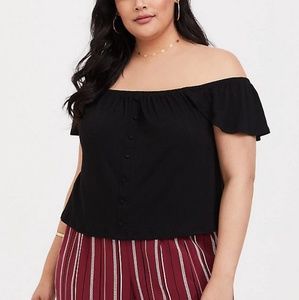 Torrid BLACK OFF SHOULDER CROP TOP